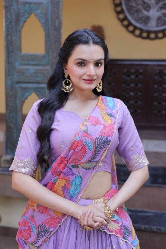 Purple Lehenga Set with Printed Dupatta – Perfect Wedding Glam Look
