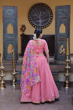 Designer Pink Lehenga with Floral Dupatta for Festive Perfection