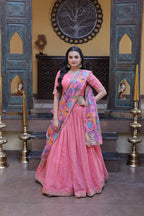 Designer Pink Lehenga with Floral Dupatta for Festive Perfection