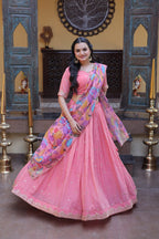 Designer Pink Lehenga with Floral Dupatta for Festive Perfection