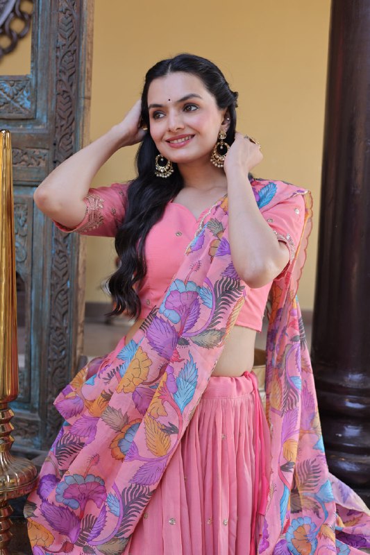 Designer Pink Lehenga with Floral Dupatta for Festive Perfection