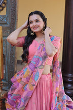 Designer Pink Lehenga with Floral Dupatta for Festive Perfection