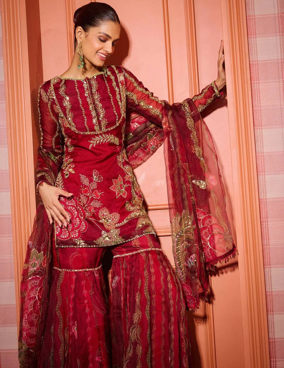 Chic Soft Organza Topâ€“Sharara Set with Sequence Work Dupatta