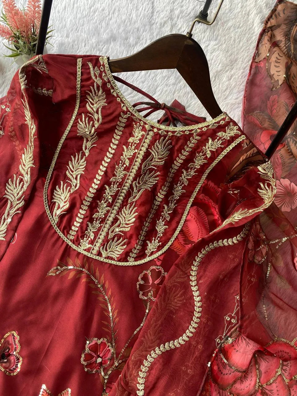 Chic Soft Organza Topâ€“Sharara Set with Sequence Work Dupatta