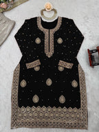 Chinon Silk Top Sharara Set with Coding Sequence & Pearl Work Dupatta