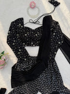 Black Georgette Sharara Set with Thread & Sequence Work â€“ Eid Special