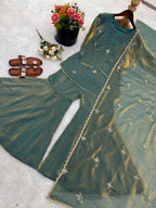 Eid Celebration Outfit Fendy Silk Top Sharara with Dupatta