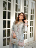 Premium Eid Special: Embroidered Japan Satin Silk Kurti Palazzo Set