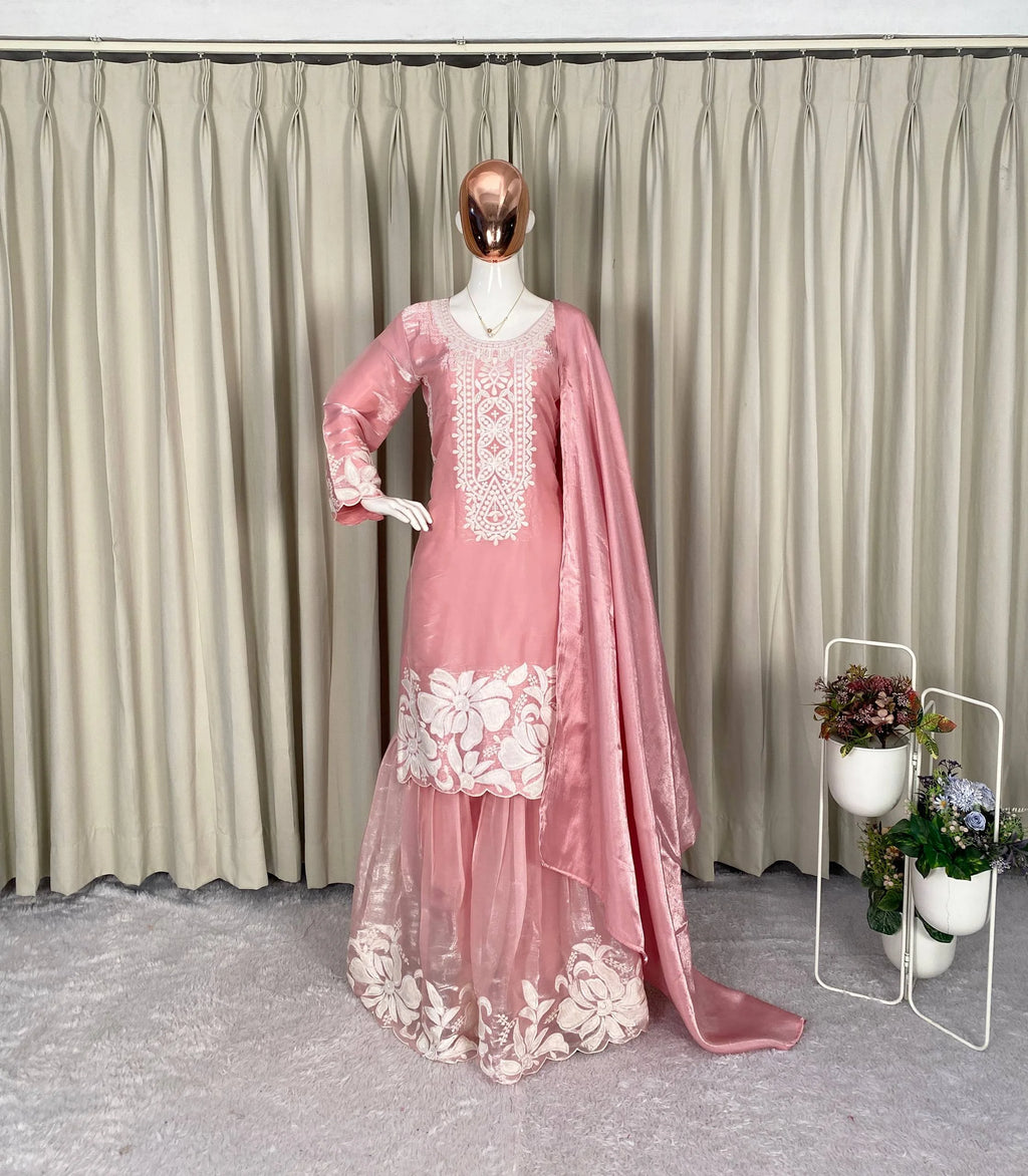 Festive Eid Jimmy Choo Sharara Suit with Heavy Sequence Embroidery Work
