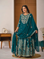 Flared Chinnon Silk Lehenga with Heavy Sequins Embroidery Work