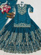 Flared Chinnon Silk Lehenga with Heavy Sequins Embroidery Work