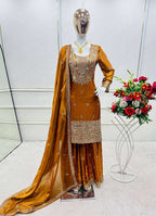 Eid Celebration Wear Fendy Silk Sharara Set with Sequin & Mirror Embroidery
