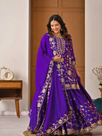 Designer Chinon Silk Top & Lehenga Set with Sequence Work