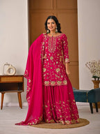 Chinon Silk Lehenga Set with Sequins Embroidery & Fancy Lace Dupatta
