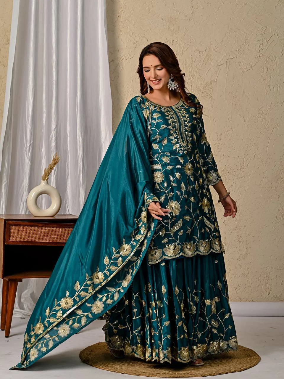 Classic Chinnon Silk Top Lehenga Set with Micro Cotton Inner