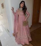 Party Wear GMY Silk Embroidered Anarkali with Lehenga and Designer Dupatta