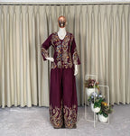 Premium Chinon Koti Style Set with Embroidered Plazzo & Blouse