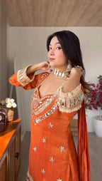 Festive Wear Fendy Silk Sharara Suit with Real Mirror Work