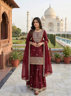 Eid Festive Wear GMY Silk Sharara Suit with Heavy Embroidery & Dupatta