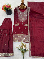 Eid Festive Wear GMY Silk Sharara Suit with Heavy Embroidery & Dupatta