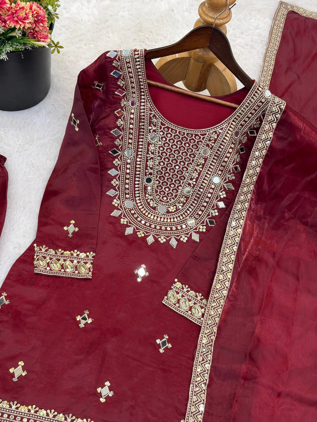 Eid Festive Wear GMY Silk Sharara Suit with Heavy Embroidery & Dupatta