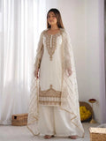Stylish Eid Special White Kurta Sharara Dupatta Set With Rich Beads Work