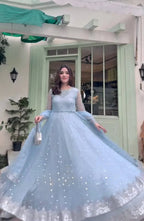 Graceful Gown Lehenga Set in Faux Georgette with Sequin Detailing