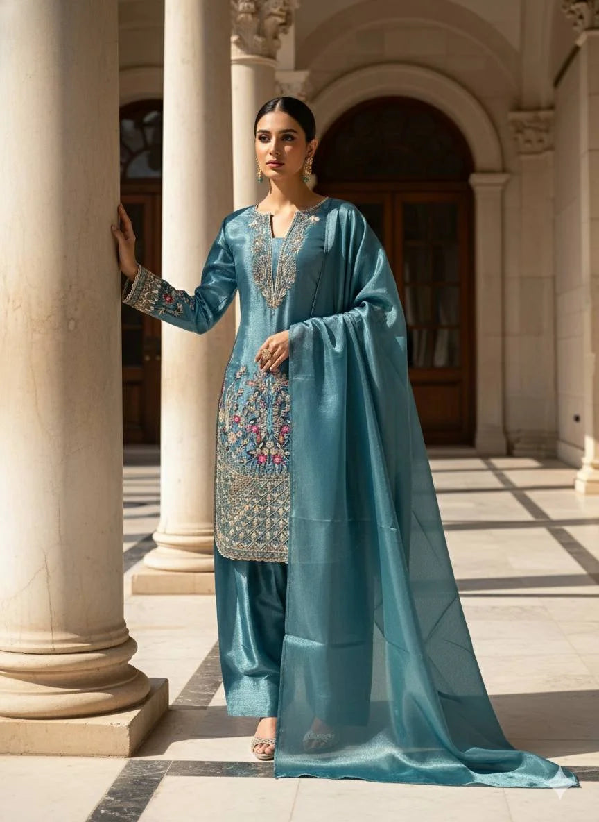 Traditional Eid Wear Jimmy Choo Embroidered Top Salwar Set