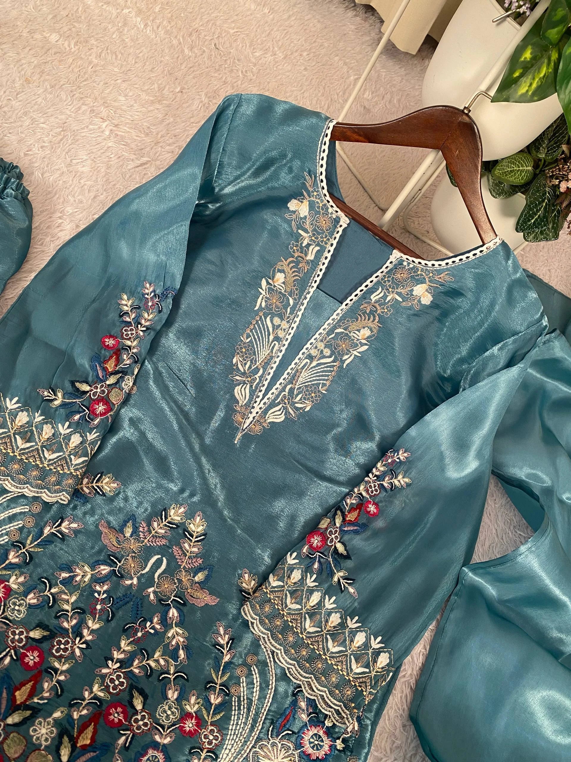 Traditional Eid Wear Jimmy Choo Embroidered Top Salwar Set