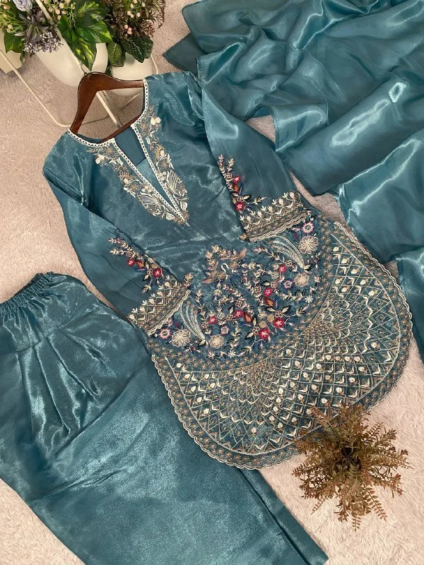Traditional Eid Wear Jimmy Choo Embroidered Top Salwar Set
