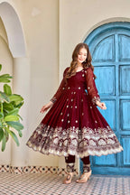 Royal Crunchy Silk Anarkali Outfit with Thread & Sequin Embroidery