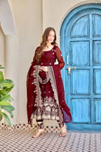 Royal Crunchy Silk Anarkali Outfit with Thread & Sequin Embroidery