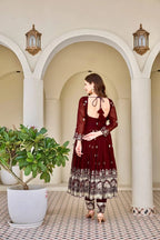 Royal Crunchy Silk Anarkali Outfit with Thread & Sequin Embroidery