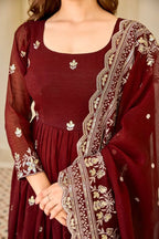 Royal Crunchy Silk Anarkali Outfit with Thread & Sequin Embroidery