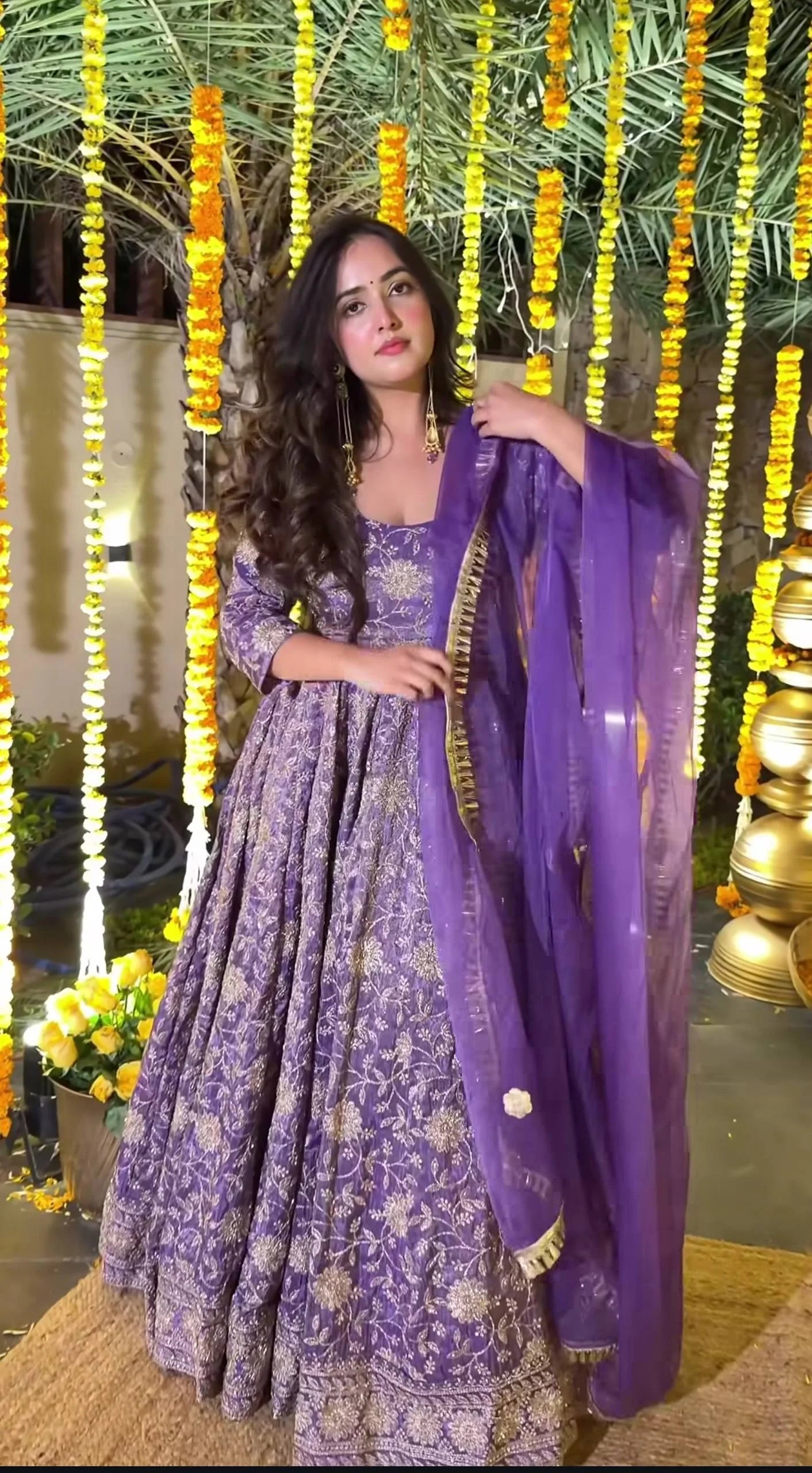 Occasion Ready Crunchy Silk Anarkali Set with Pant & Dupatta