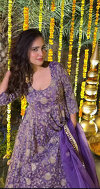 Occasion Ready Crunchy Silk Anarkali Set with Pant & Dupatta