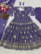 Occasion Ready Crunchy Silk Anarkali Set with Pant & Dupatta