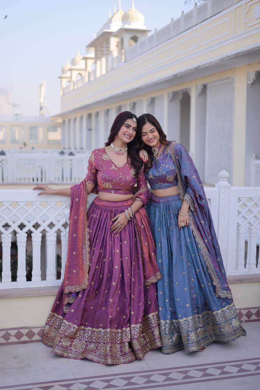 Traditional Silk Lehenga Choli Set with Canvas Patta & Latkan Dori