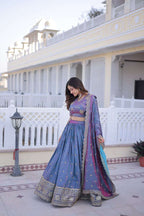 Traditional Silk Lehenga Choli Set with Canvas Patta & Latkan Dori