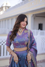 Traditional Silk Lehenga Choli Set with Canvas Patta & Latkan Dori
