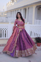 Traditional Silk Lehenga Choli Set with Canvas Patta & Latkan Dori