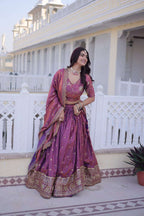 Traditional Silk Lehenga Choli Set with Canvas Patta & Latkan Dori