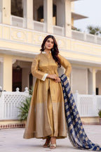 Classic Banarasi Viscose Gown with Embroidered Dupatta & Matching Pant