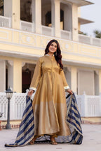 Classic Banarasi Viscose Gown with Embroidered Dupatta & Matching Pant