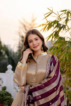 Classic Banarasi Viscose Gown with Embroidered Dupatta & Matching Pant