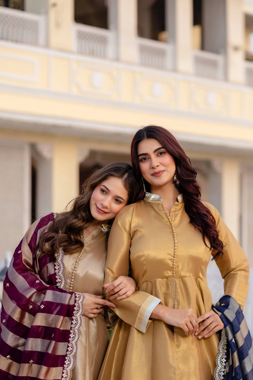 Classic Banarasi Viscose Gown with Embroidered Dupatta & Matching Pant