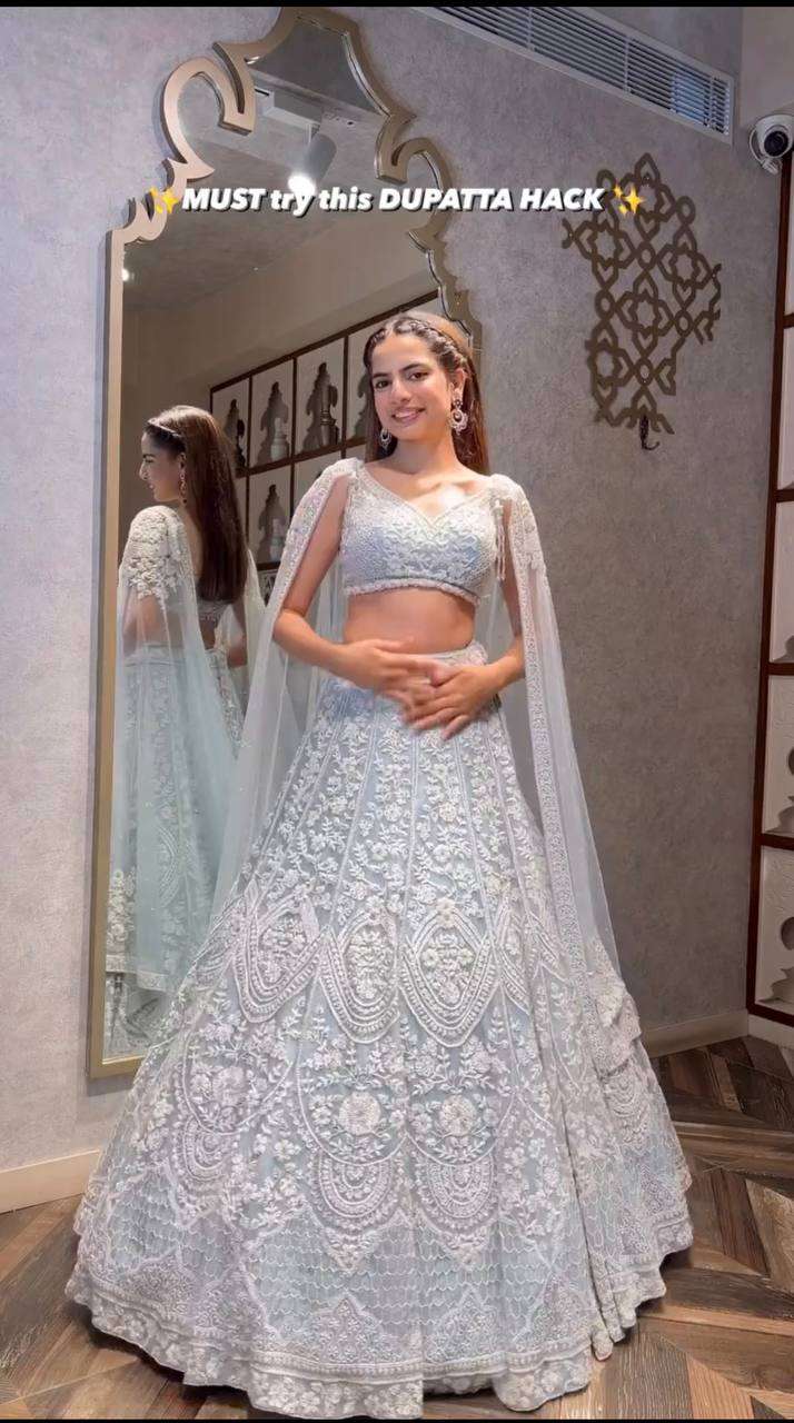 Elegent Sequence Embroidered Net Lehenga with Blouse