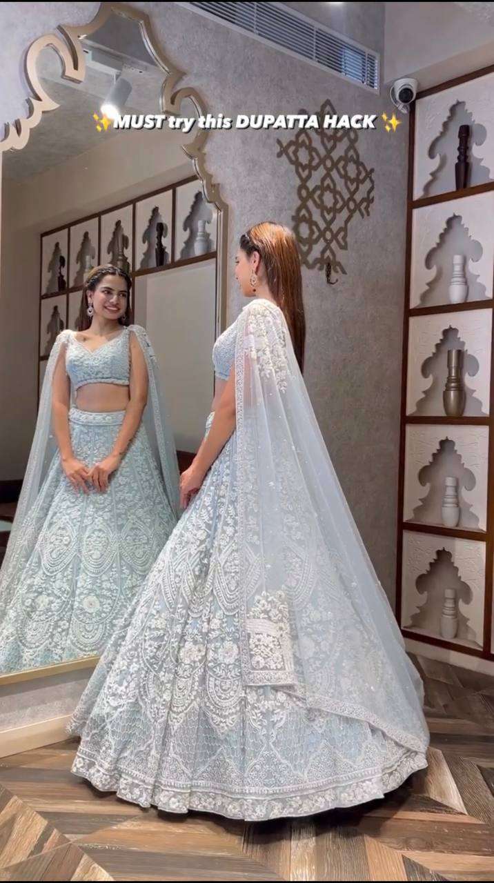 Elegent Sequence Embroidered Net Lehenga with Blouse