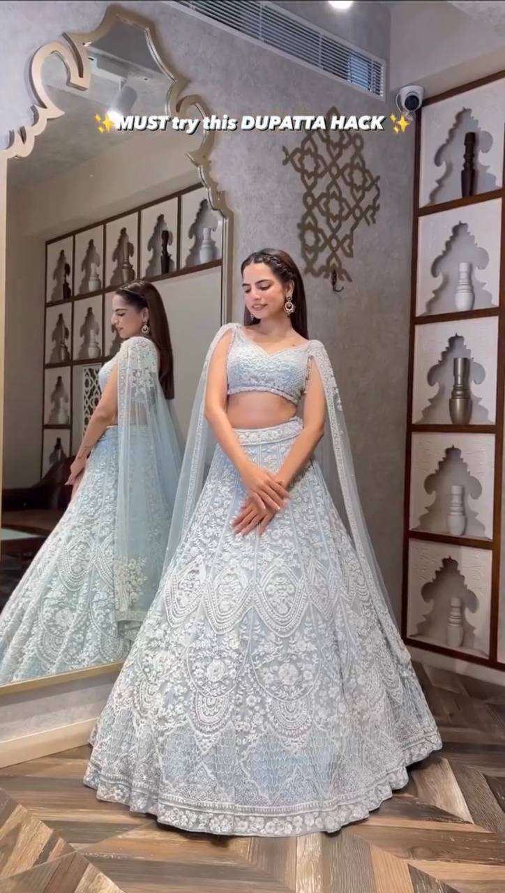 Elegent Sequence Embroidered Net Lehenga with Blouse