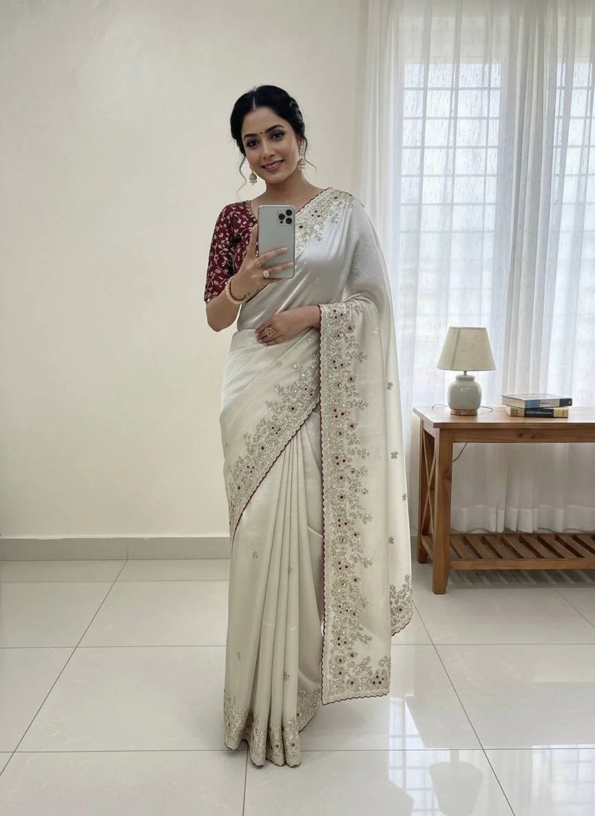 Timeless Jimmy Choo Sequence Work Saree with Heavy Banglori Blouse
